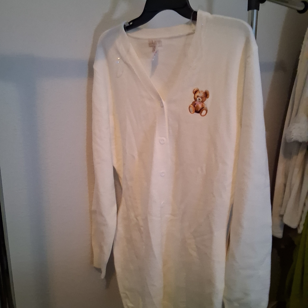 Women's Long Sleeve Teddy Bear Embroidered Sweatwr Dress
